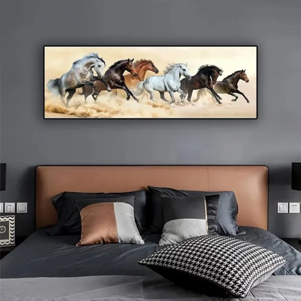 Modern Canvas Painting Featuring Six Running Horses - 40*120cm - Image 4