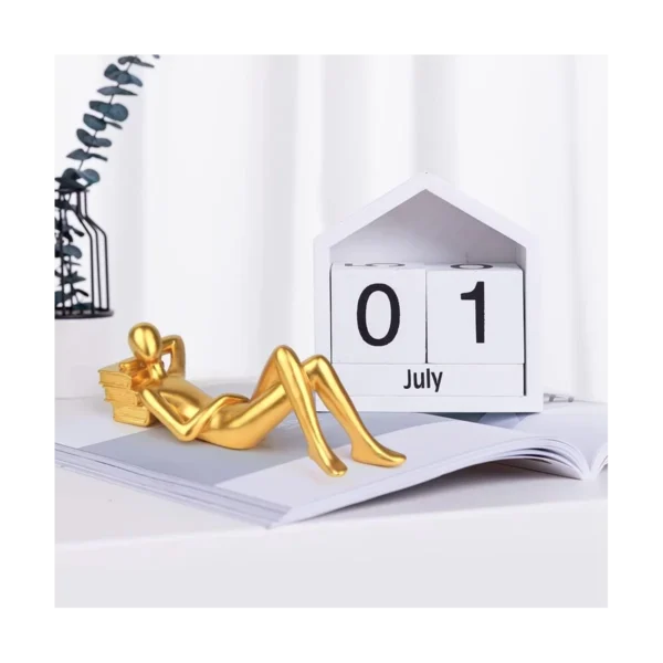 Decor Reading Statue Home - Gold Color - Image 2