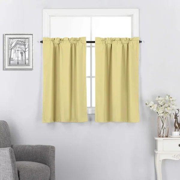 Set of 2 Blackout Insulated Curtain Tiers - 27"w X 36"l-yellow