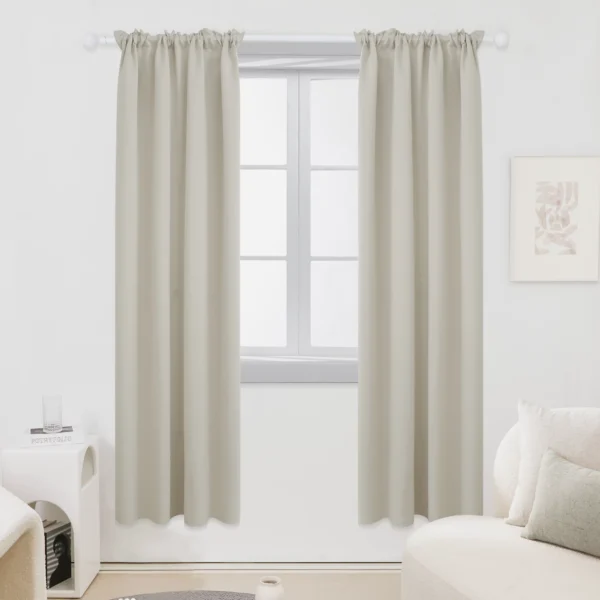 Set of 2 Blackout Curtains Rod - 42 x 84 inch (Light Beige)