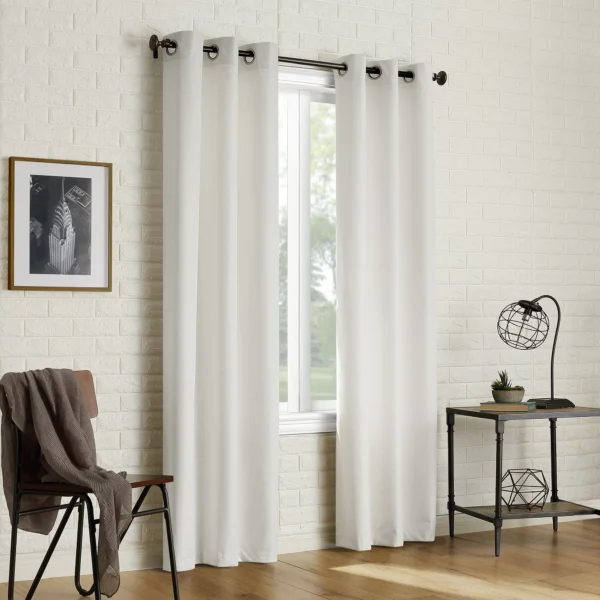 2-Pack Textured Thermal Insulated Curtain - 40" W X 84" L (Pearl White)