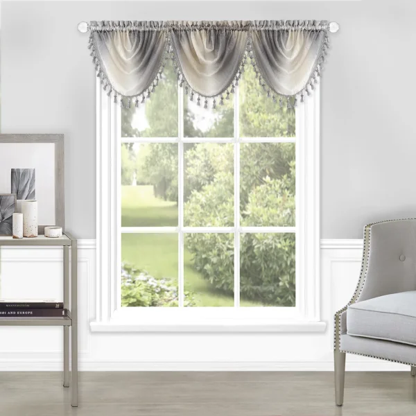 Modern Semi-Sheer Drapes Window Valance - Silver