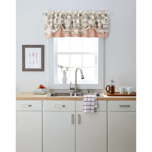 Print Light Filtering Rod Pocket Window Curtain Valance