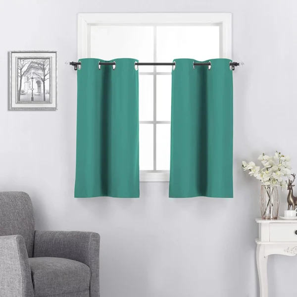 1 Pair of Teal Kitchen Window Tiers - 30 x 36 inch