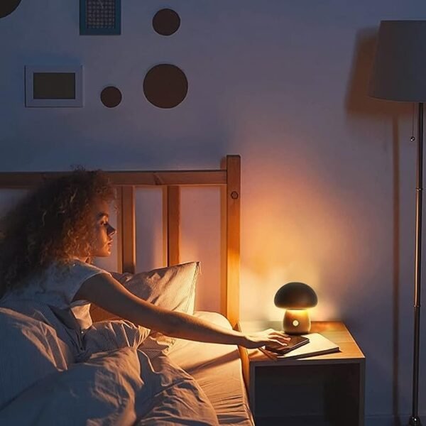 Mushroom Lamp for Bedroom, Portable Dimmable Bedside Lamp with USB Charging - Image 3