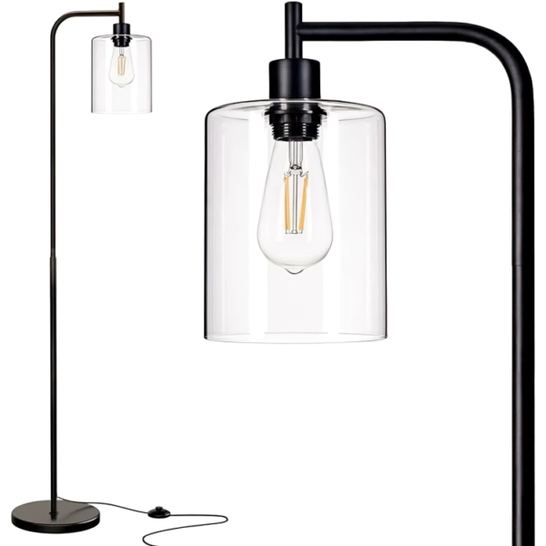Floor Lamps for Living Room Bright Lighting with Glass lampshade