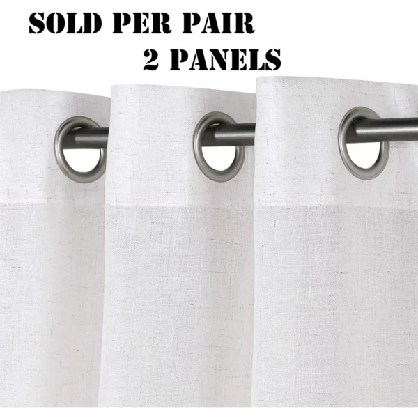 Set of 2 Natural Effect Extra Long Curtains (52 by 108 Inch) White - Image 3