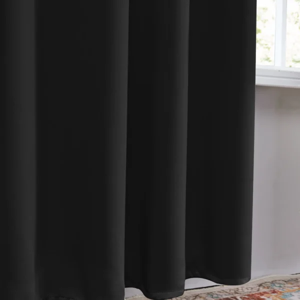 2 Panels Blackout Curtains Solid Thermal Insulated - 42 x 72 inch (Black) - Image 3