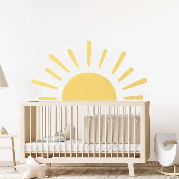 Large Half Sun Wall Decal - Nursery Decor | Kids Room Wall Art | Removable Sunburst Wall Stickers - Image 3