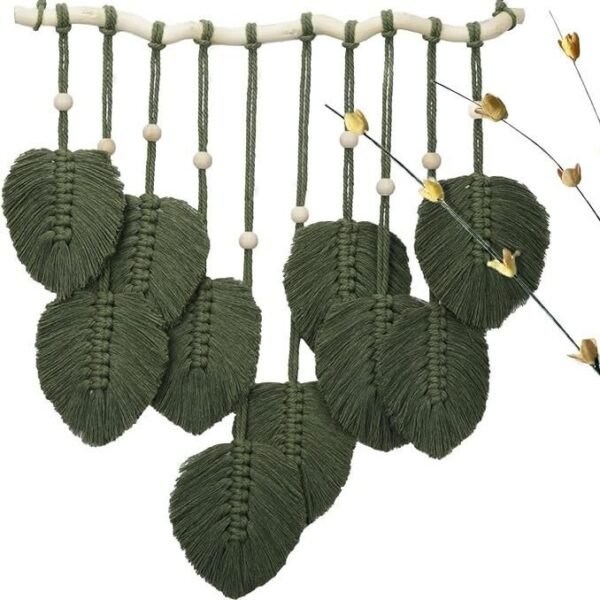 Wall Decor-Handmade Green Leaves Macrame Wall Hanging
