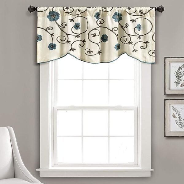 Royal Garden Valance Floral Window Kitchen Curtain (Single), 42”W x 18"L, Blue - Image 3