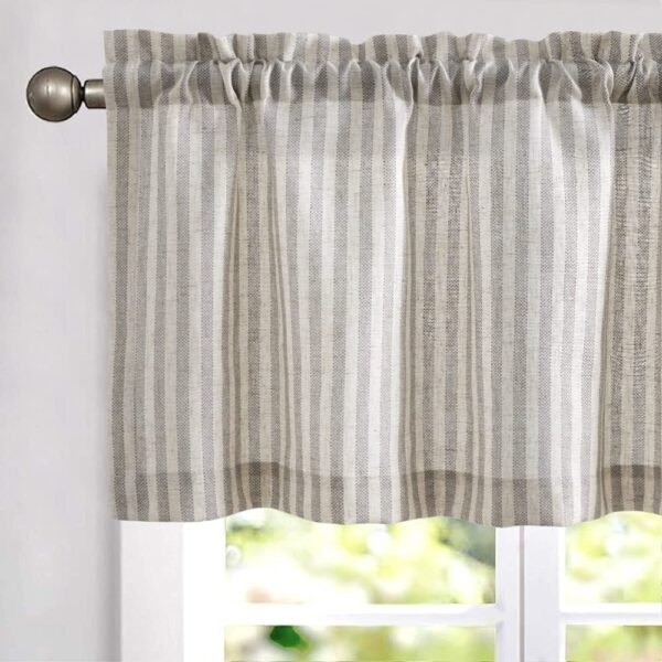 1 Panel Kitchen Valance Stripe Pattern - 18 inch (Grey) - Image 3