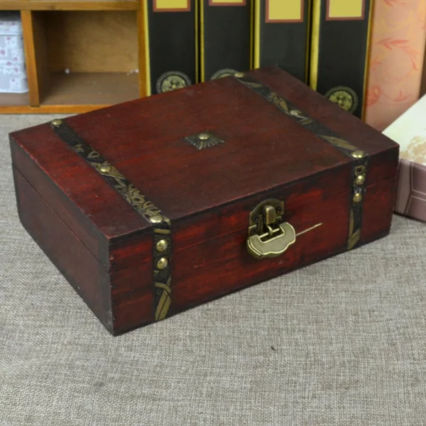Treasure Chest Decorative Boxes with Lids for Home Decor - Color Brown - Image 2