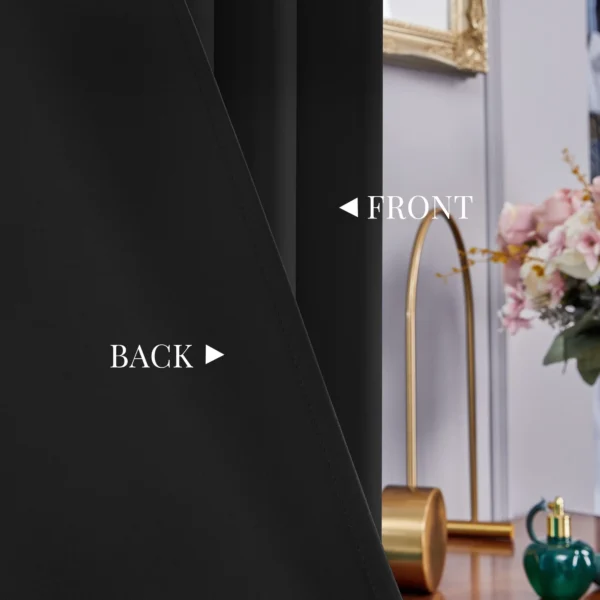 2 Panels Blackout Curtains Solid Thermal Insulated - 42 x 72 inch (Black) - Image 4