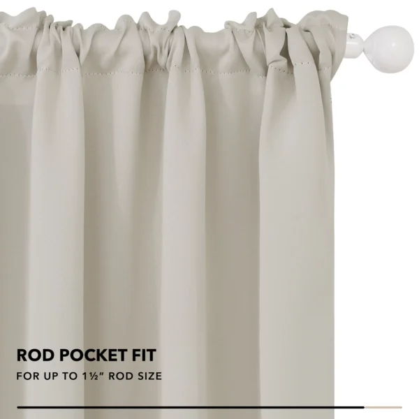 Set of 2 Blackout Curtains Rod - 42 x 84 inch (Light Beige) - Image 3