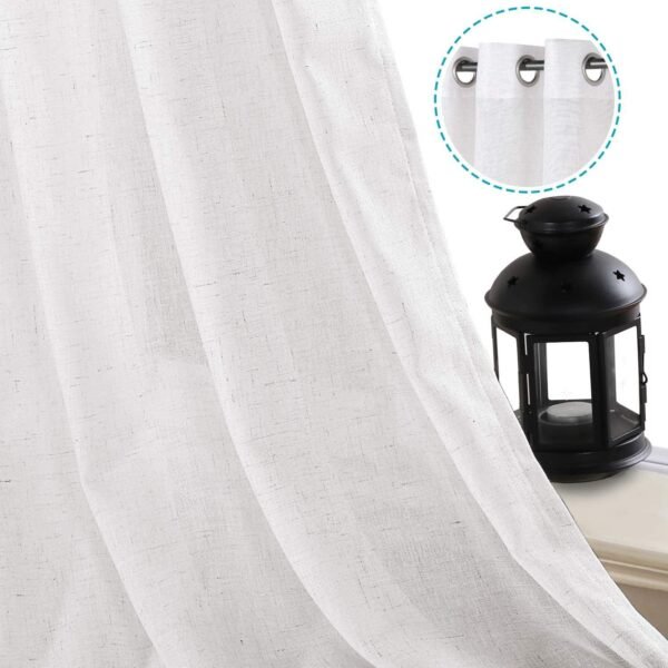 Set of 2 Natural Effect Extra Long Curtains (52 by 108 Inch) White - Image 2
