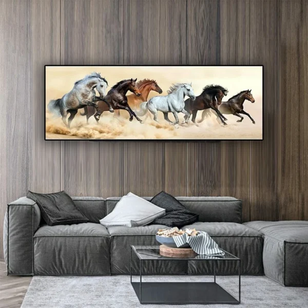 Modern Canvas Painting Featuring Six Running Horses - 40*120cm - Image 2